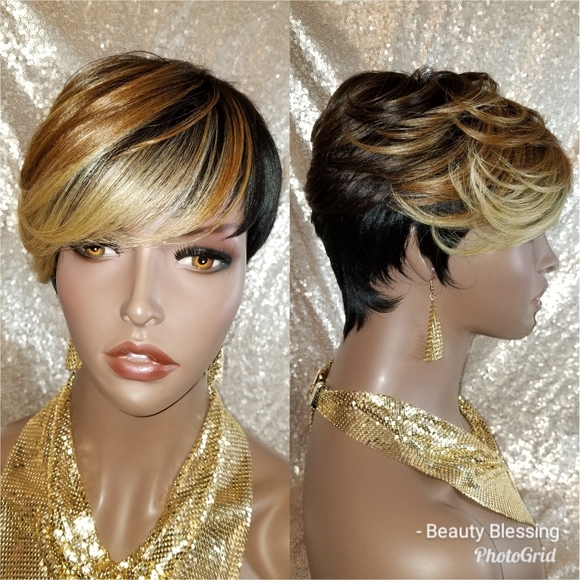 Short Pixie Cut Feather Style Full Cap Wig